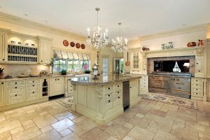 Traditional kitchen with large island and stove